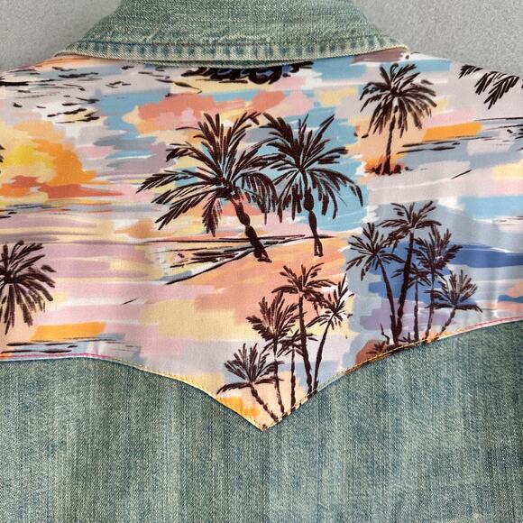 Le Superbe Surf Cowboy Pearl Button Western Shirt Sun Faded Denim Revolve Sz 8 - Picture 7 of 12